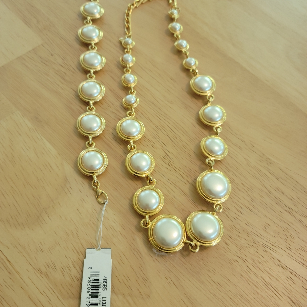 Necklace & Bracelet Set Reversible NWT Liz Claiborne Gold White